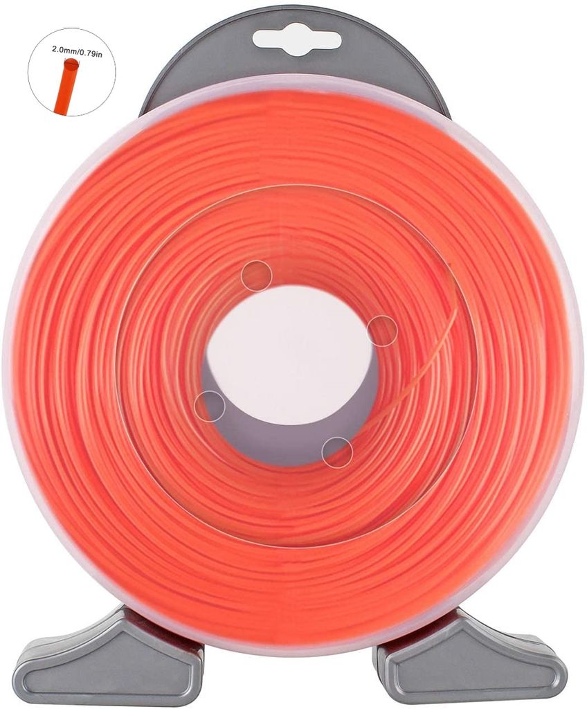 Speed Schnur Rasentrimmer Trimmerfaden Ersatzfaden Rasentrimmer Nylonfaden Rund Ø 2,0mm 126m Orange