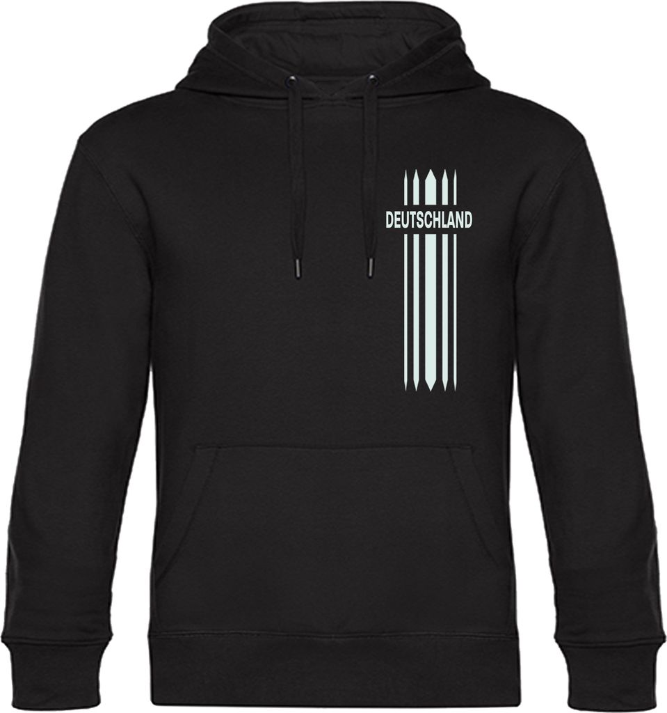 multifanshop Kapuzen Sweatshirt - Deutschland - Streifen, schwarz, Größe XXL