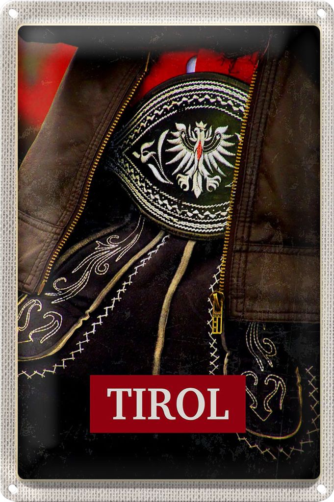 Blechschild Reise 20x30cm Tirol Österreich traditionell Kleid