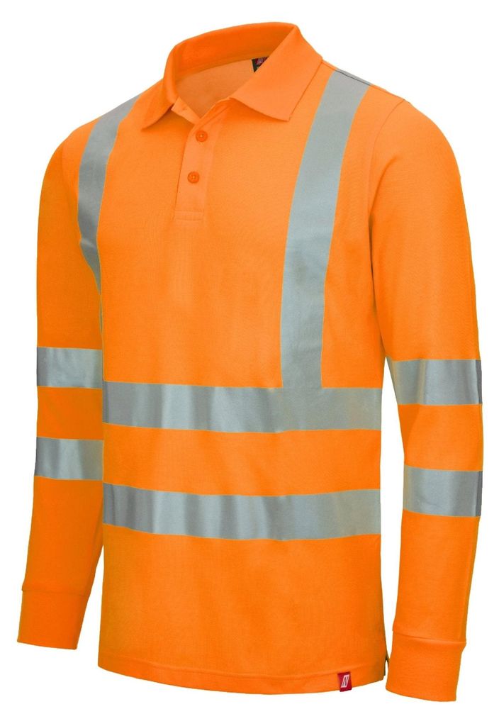 NITRAS Langarm Warnschutz Poloshirt Gr. 5XL orange