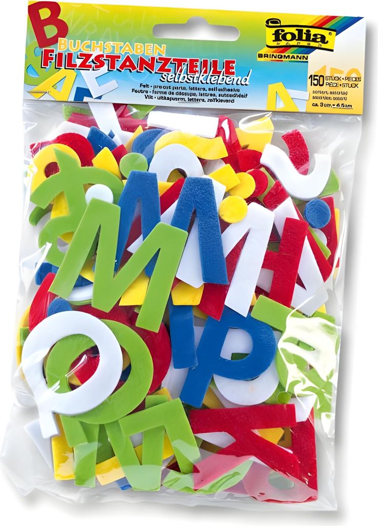 Folia Bastelfilz weiss gelb rot blau grün Produktbild 