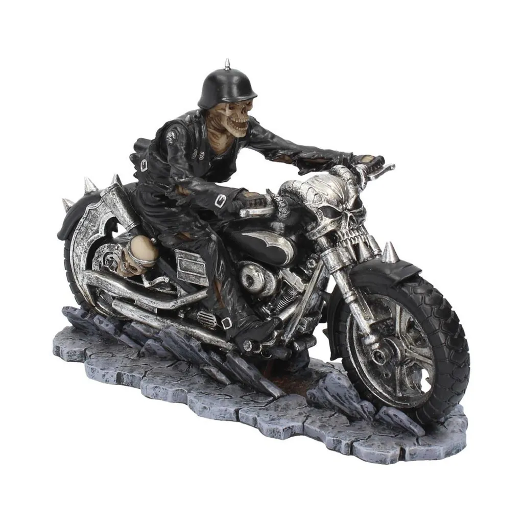 Figurine Squelette Biker L'enfer sur l'Autoroute Déco Rock 20cm