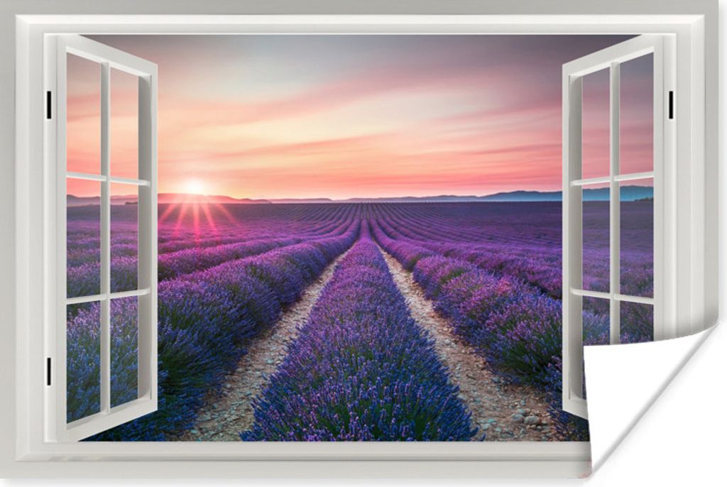 MuchoWow Poster Vista - Sonnenuntergang - Lavendel 180x120 cm - Fotoplakat
