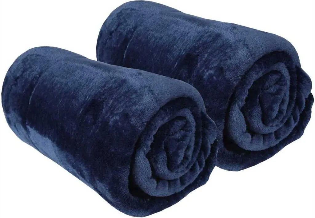 Set 2 Coperte Celina 180x220 Alta Densità - Blu Microfibra Premium