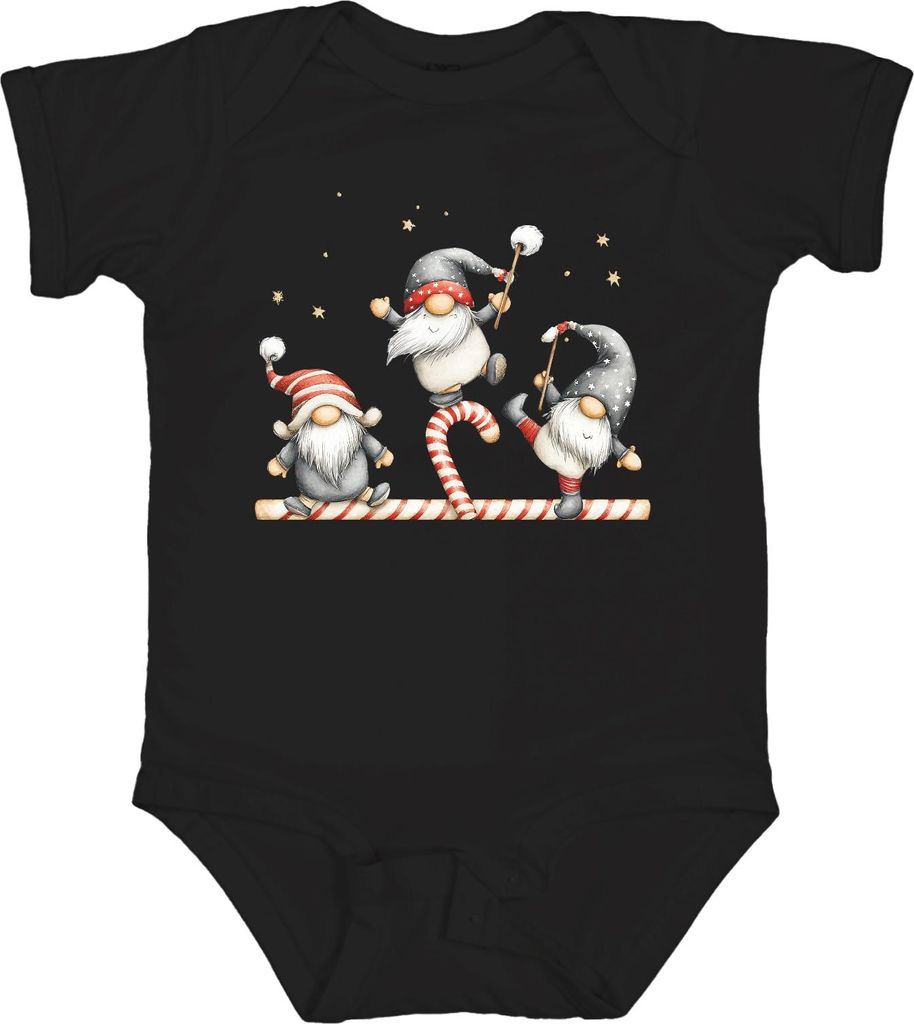 Weihnachtswichtel Zuckerstange süß lustig Geschenk Weihnachten Unisex Baby Body, Schwarz, 18/24