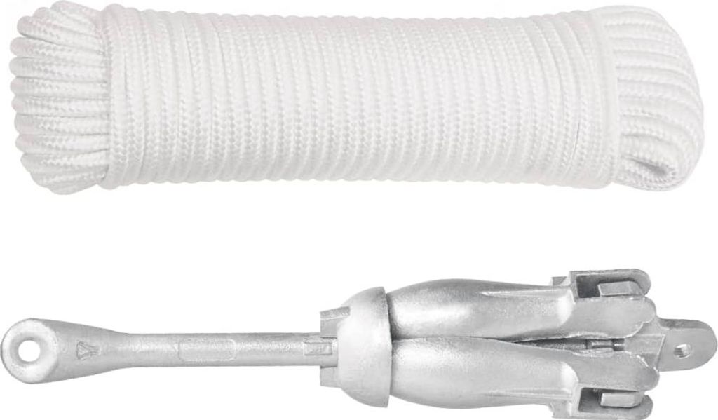 vidaXL Klappanker mit Seil Silber 6 kg feuerverzinktes Gusseisen