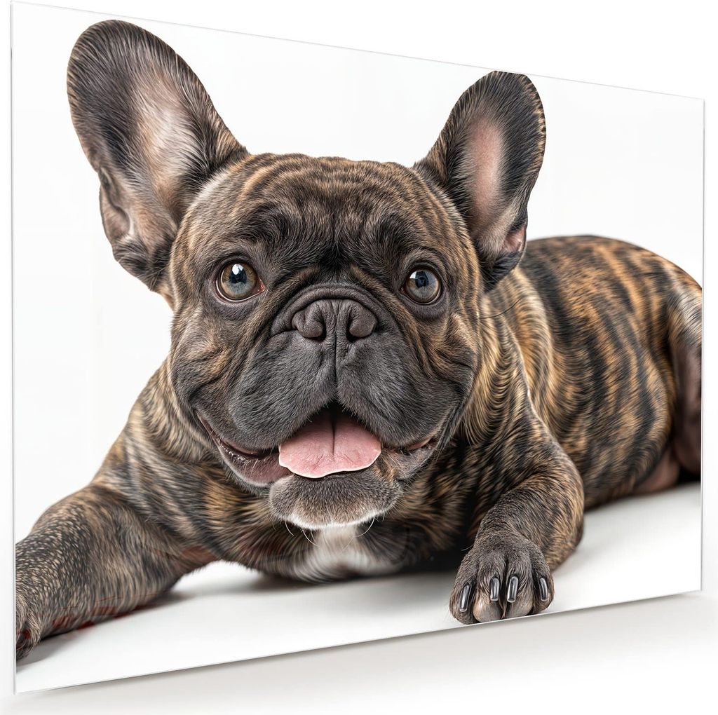 Glasbild 120x90cm in XXL für Wohnzimmer, Schlafzimmer Motiv Französische Bulldogge