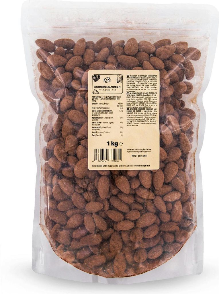 KoRo | Skinny Dipped Mandeln in dunkler Schokolade mit Produktbild 