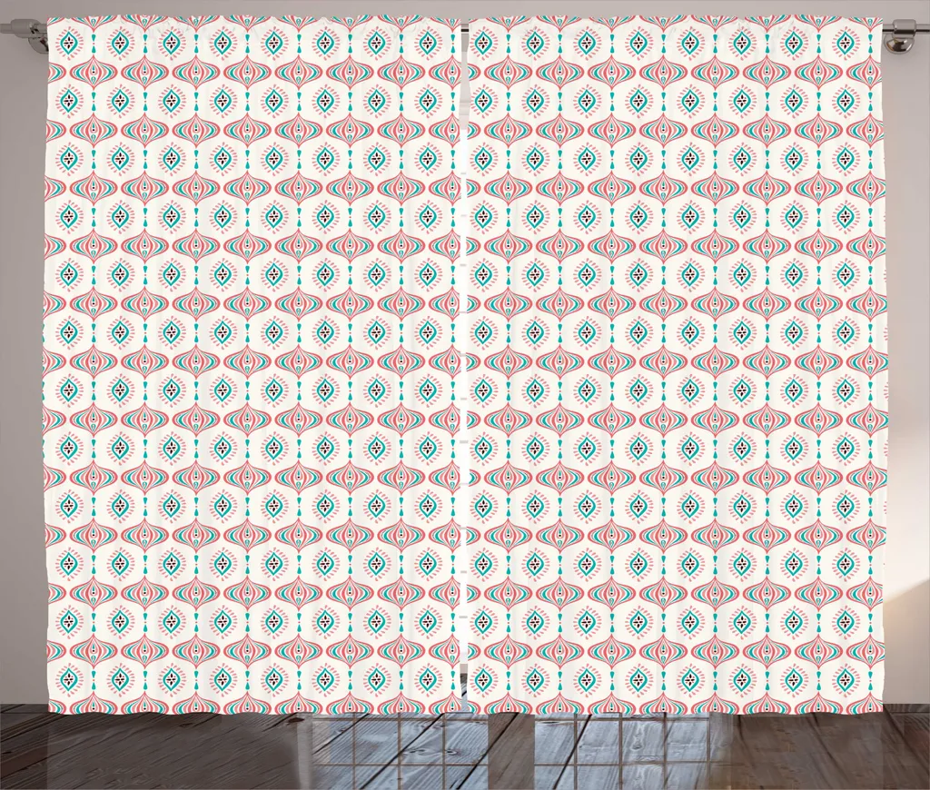 Rideau pour grande fenêtre de salon, motif rustique chic 280x225 cm vert