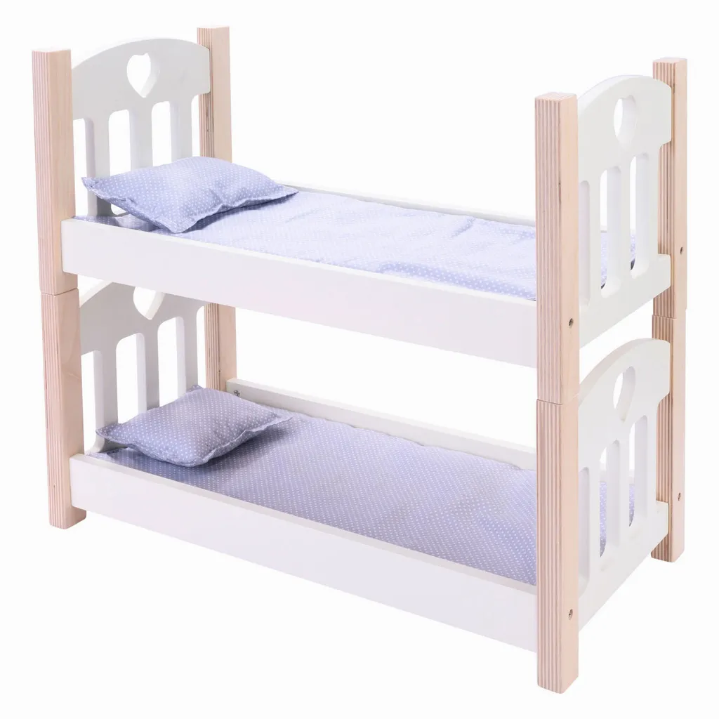 Mobilier de poupée : lit superposé bicolore gris et blanc avec échelle