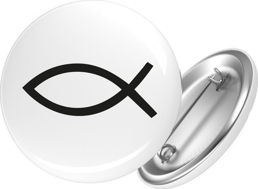 Huuraa Button Fische Symbol 59mm rund mit Sicherheitsnadel Ansteckbutton Geschenkidee
