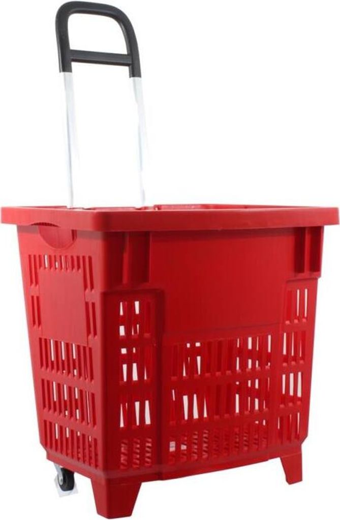 Einkaufstrolley Einkaufskorb m. Rollen 55L Rot Produktbild 