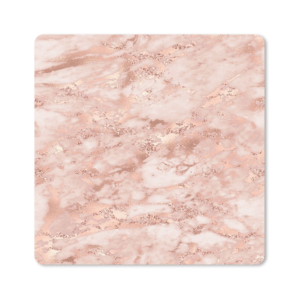 MuchoWow Mauspad Mousepad Marmor - Weiß - Roségold 20x20 cm - Mousepads - Maus Mat - Pad - Mausunterlage - Desk Mat - Bureauartikeln