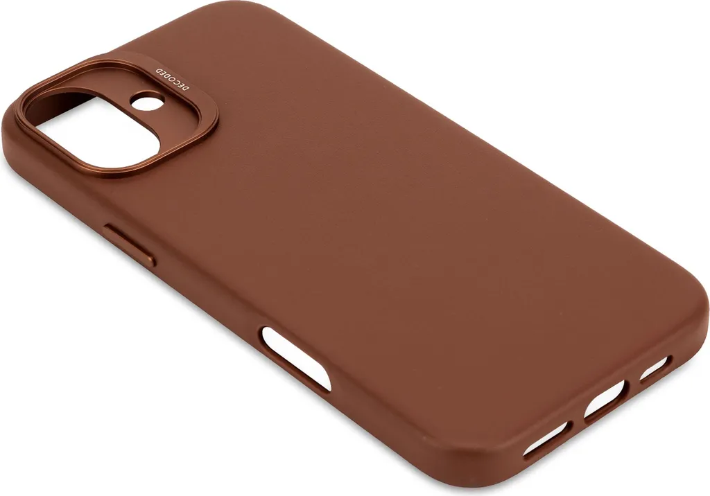 Coque iPhone 16 Plus en cuir véritable - Housse de protection Decoded Brune