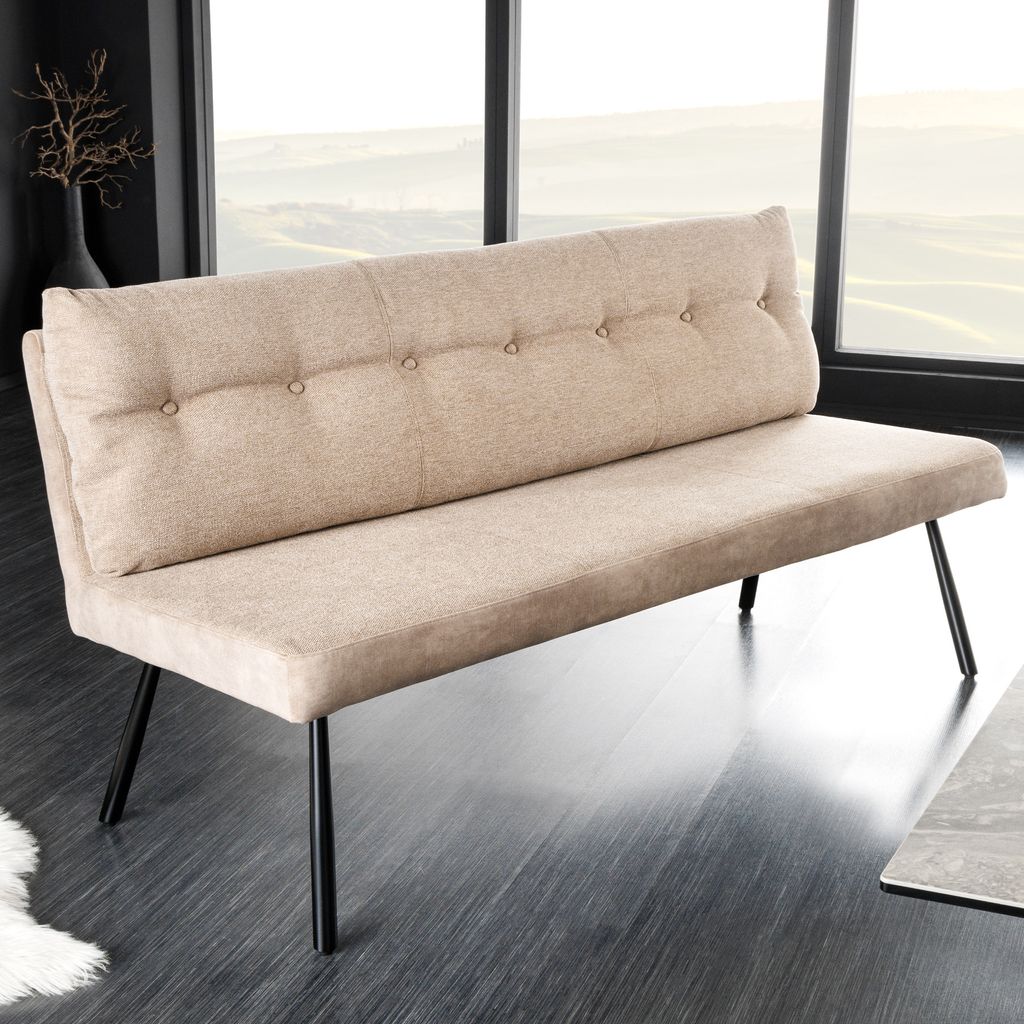 riess-ambiente Moderne Sitzbank BIG GEORGE 160cm champagner beige Samt Federkern Polsterbank Dekobank Bank