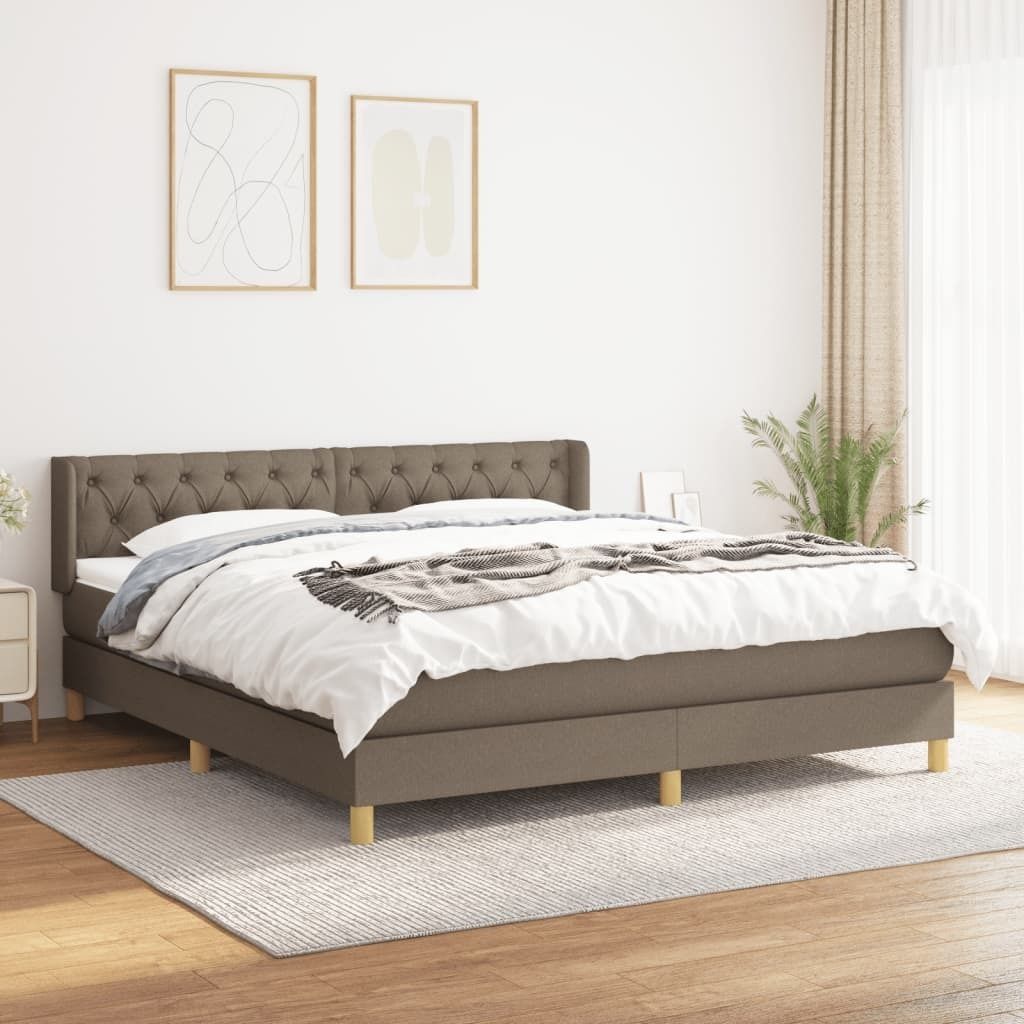 The Living Store Boxspringbett mit Matratze Taupe 160x200 cm Stoff