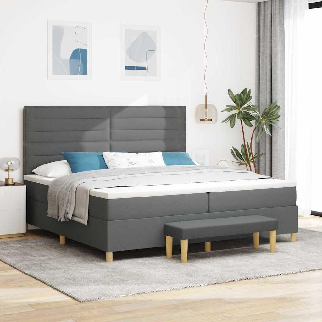 Maison Exclusive - Boxspringbett mit Matratze Dunkelgrau 200 x 200 cm Stoff