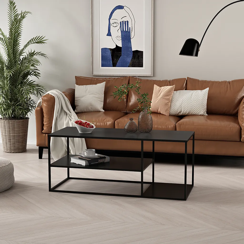 Tavolino di Design Solund in Acciaio Nero Opaco 120x50x50 cm