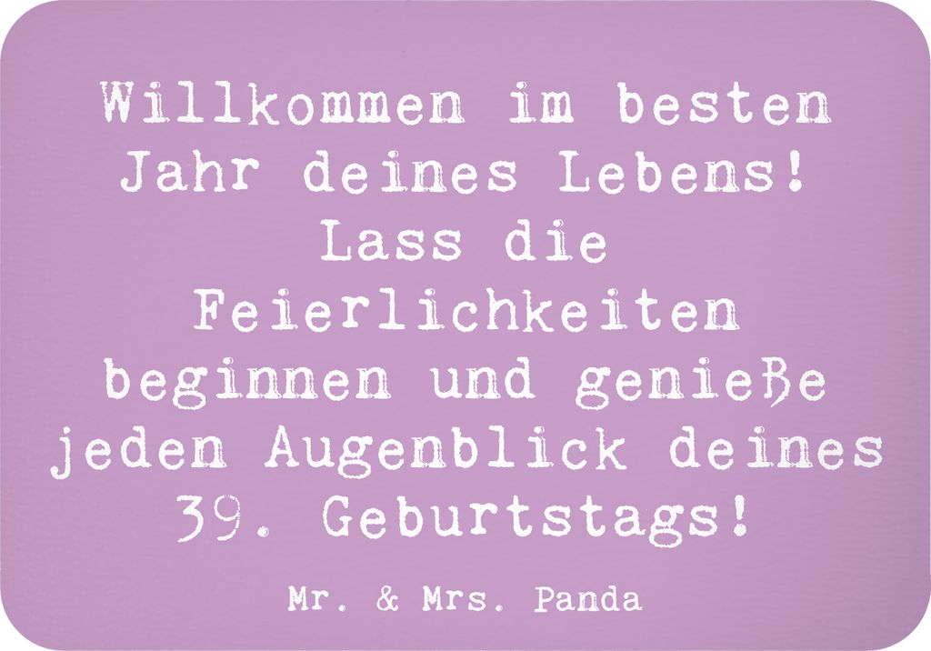 Mr. & Mrs. Panda magnet Spruch 39. Geburtstag - Lavendeltraum - Geschenk, unvergessliche Augenblicke, aufregendes Jahr, whiteboardmagnet, Erinnerun...