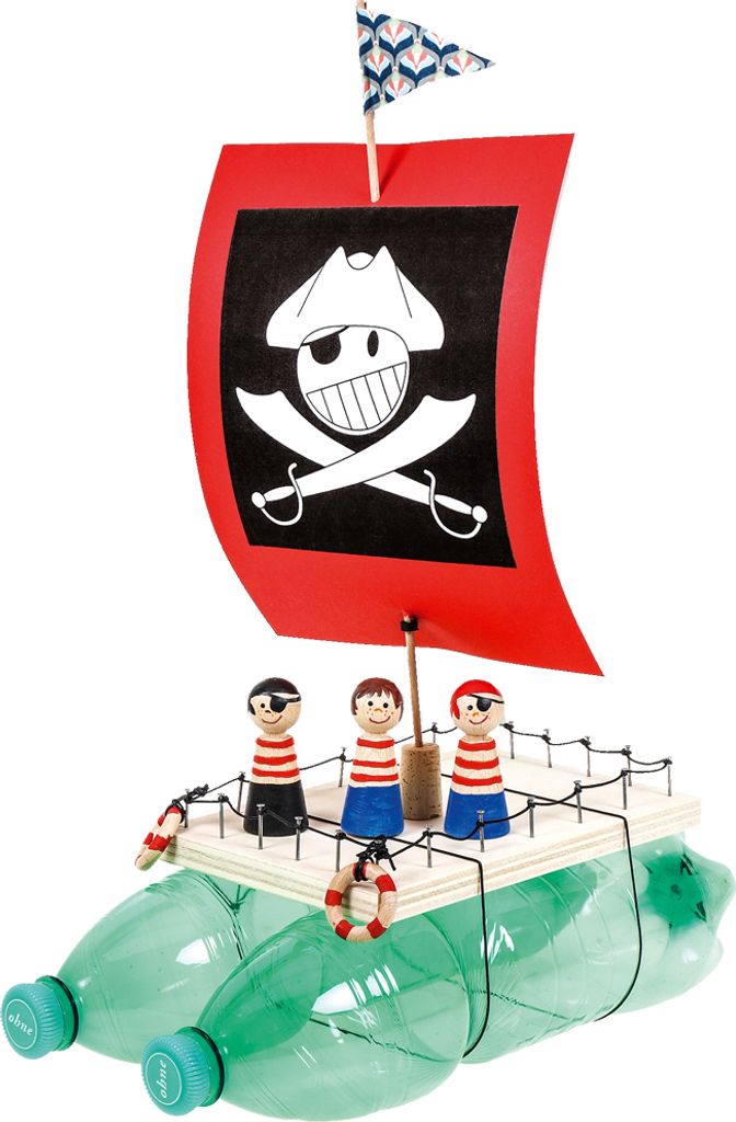 Flaschenboot Katamaran PET Bausatz Kreativset Bastelset
