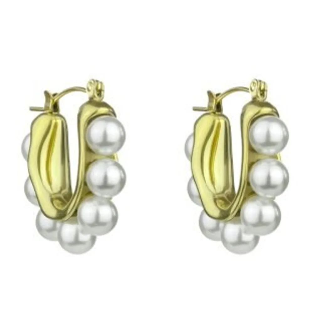 Pendantes d'oreilles perles blanches Angel White pour femme chic