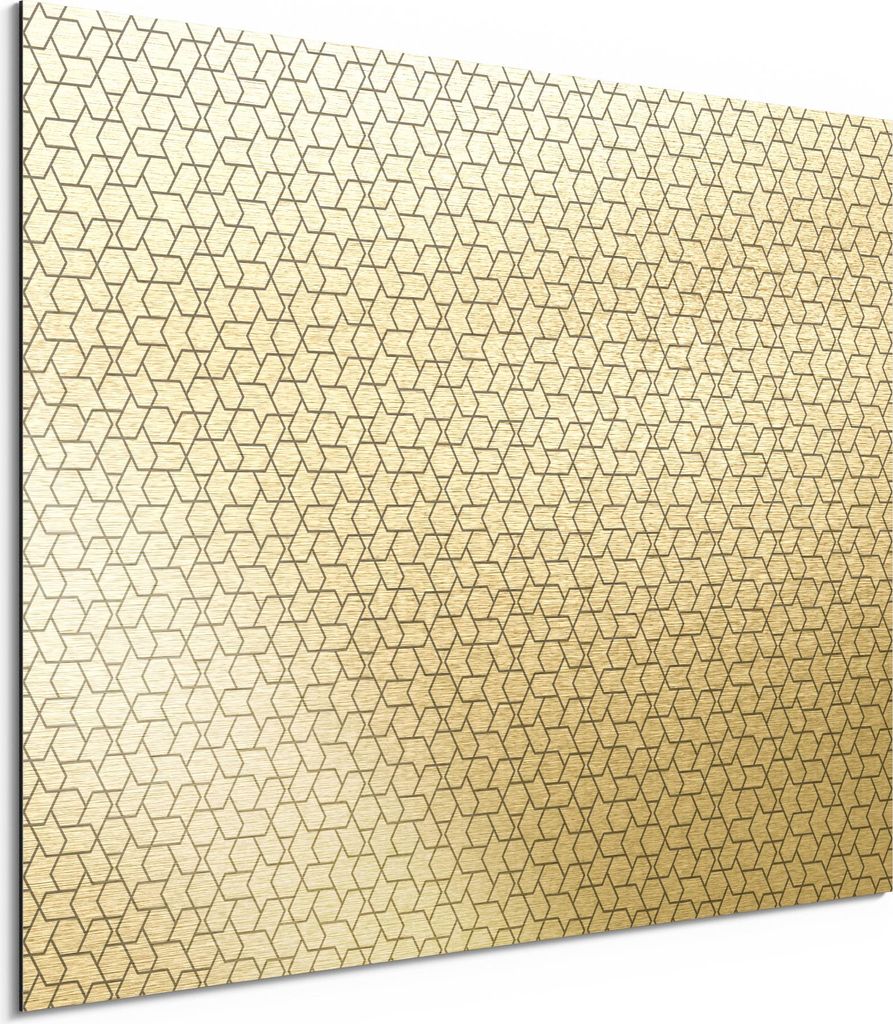 DEQORI Alu-Dibond Bild Gold 40x30 cm 'Technolinie Musterung' Wandbild Metall dünn Design