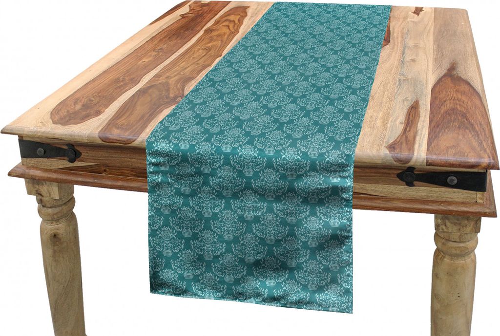 ABAKUHAUS Jahrgang Tischläufer, Nostalgische Damast inspiriert, Esszimmer Küche Rechteckiger Dekorativer Tischläufer, 40 x 300 cm, Kadett Blau K...