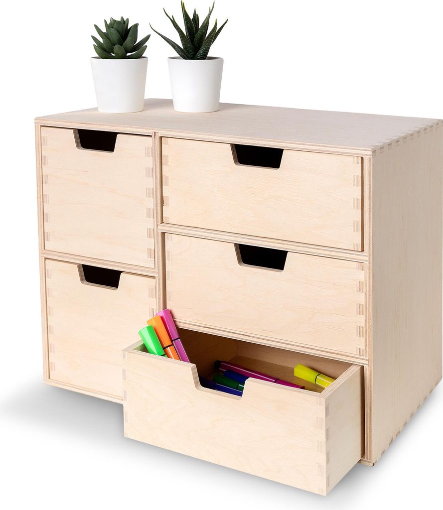 Creative Deco Petite Commode Bois 5 Tiroir - 36 x 20 x 28,5 Image du produit 