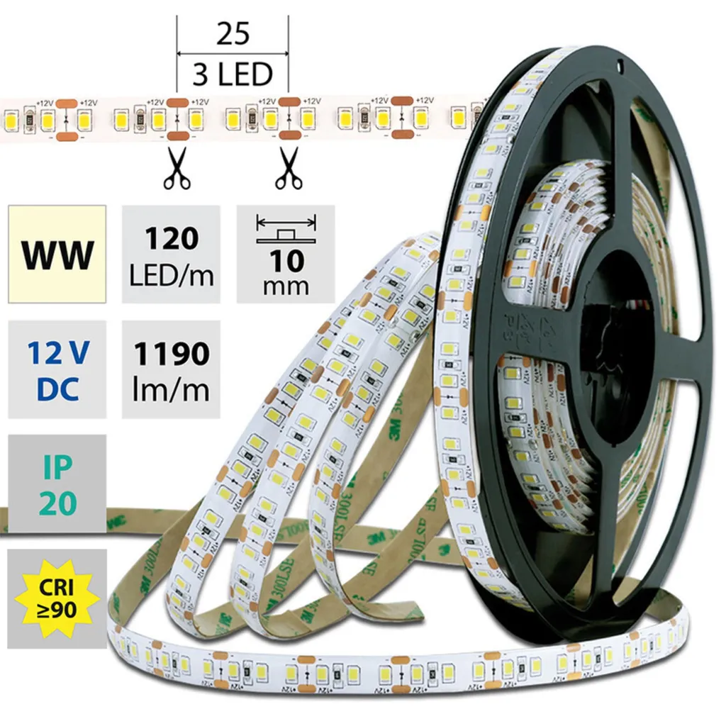 Ruban LED pour dressing et bibliothèque, éclairage 14W blanc chaud
