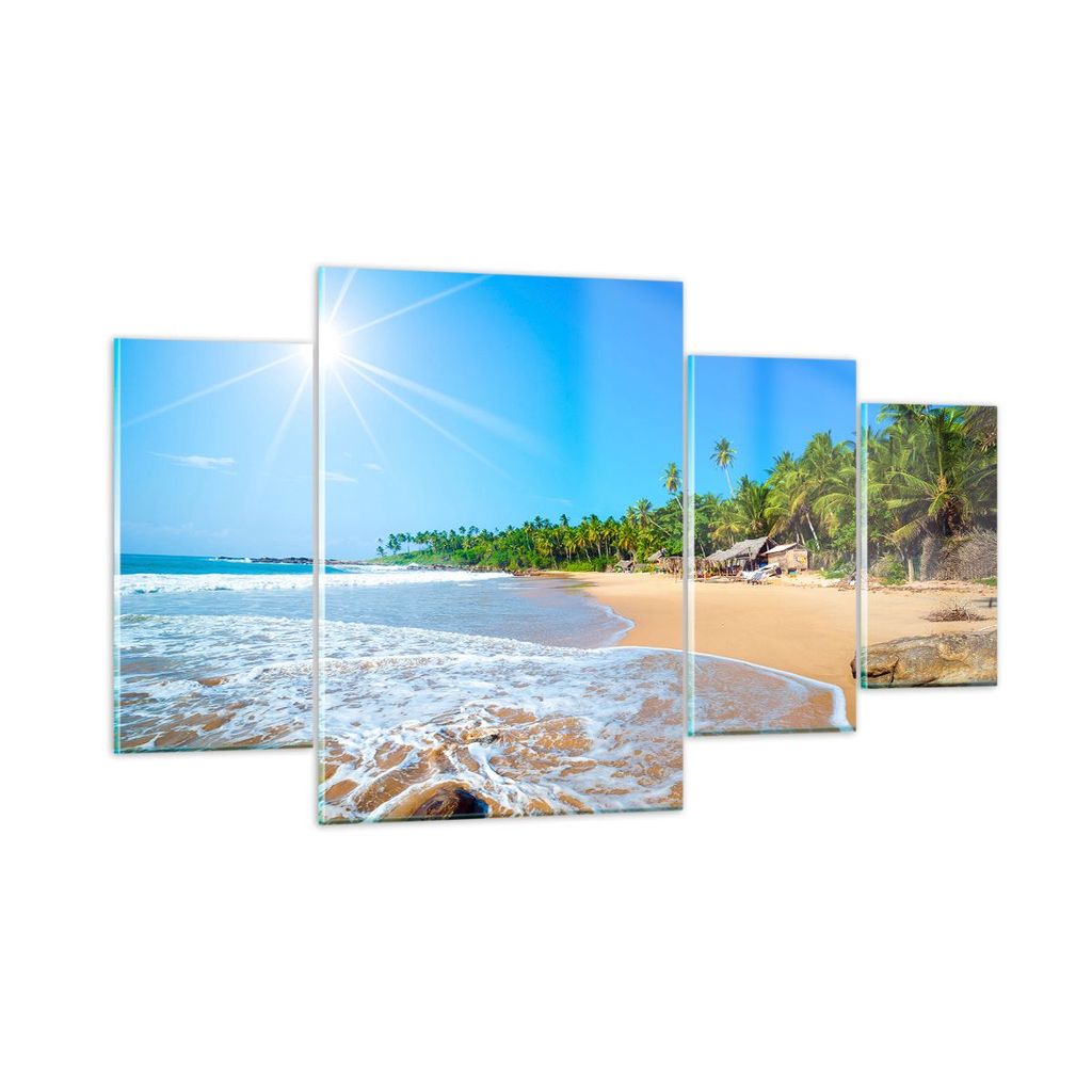 Bilder auf glas - Insel Landschaft Maledivie Freiheit - 160x90cm - Glasbilder - Wandbilder - Kunstdruck - Wanddekoration aus Glas - Glas Bilder - W...