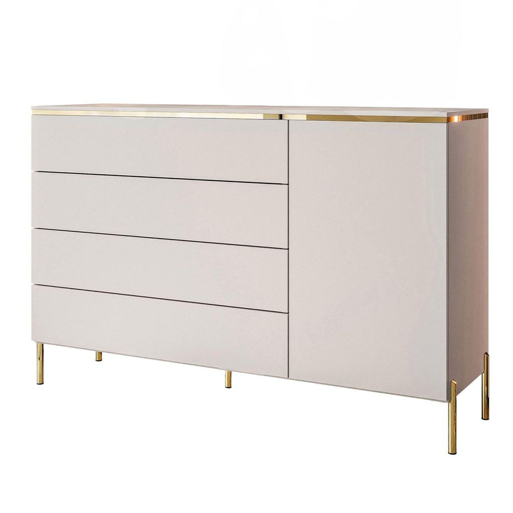 Komoda AURORA KASZMIR 4S1D na pochrómovaných rovných nohách Obrázok produktu 