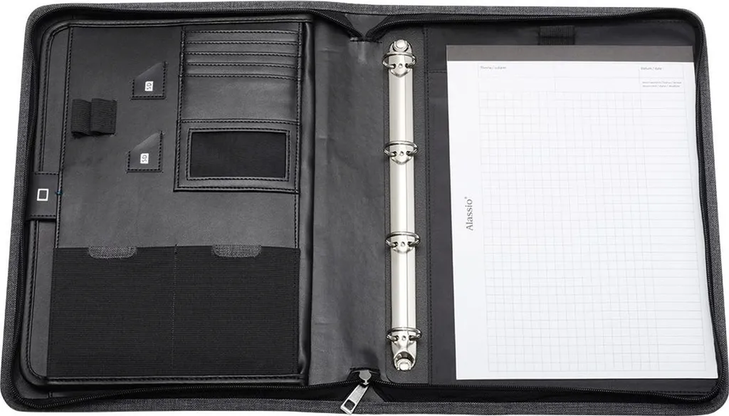 JÜSCHA Alassio Lazio - Mappe mit Reißverschluss für Dokumente - Polyester - Grau (30116) - 2