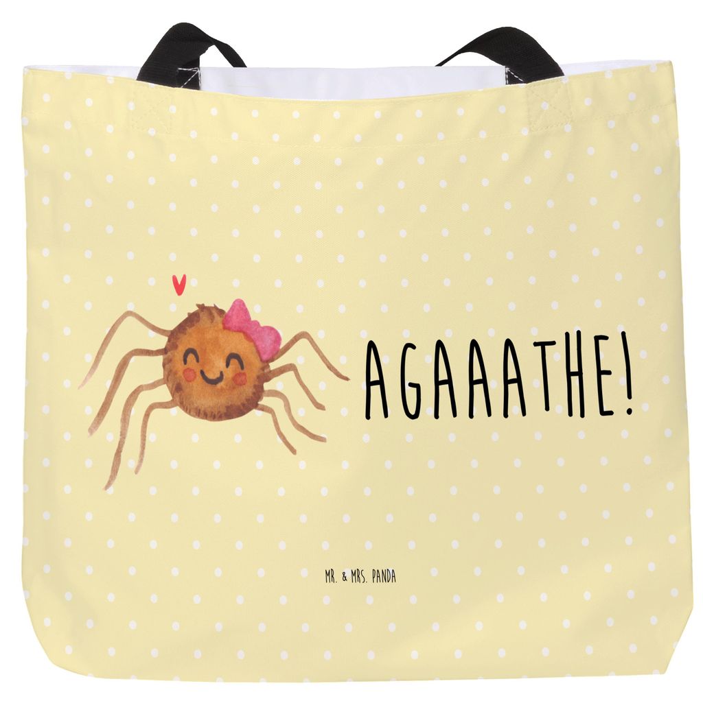 Mr. & Mrs. Panda Tote Bag Spinne Agathe Freude - Gelb Pastell - Geschenk, Trend, Viraler Hit, Reisetasche, Einkaufstasche, Laptoptasche, Viral, Tas...