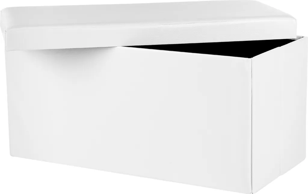 Banc Ottoman de Salon Blanc Pliable 76cm Coffre de Rangement Chic