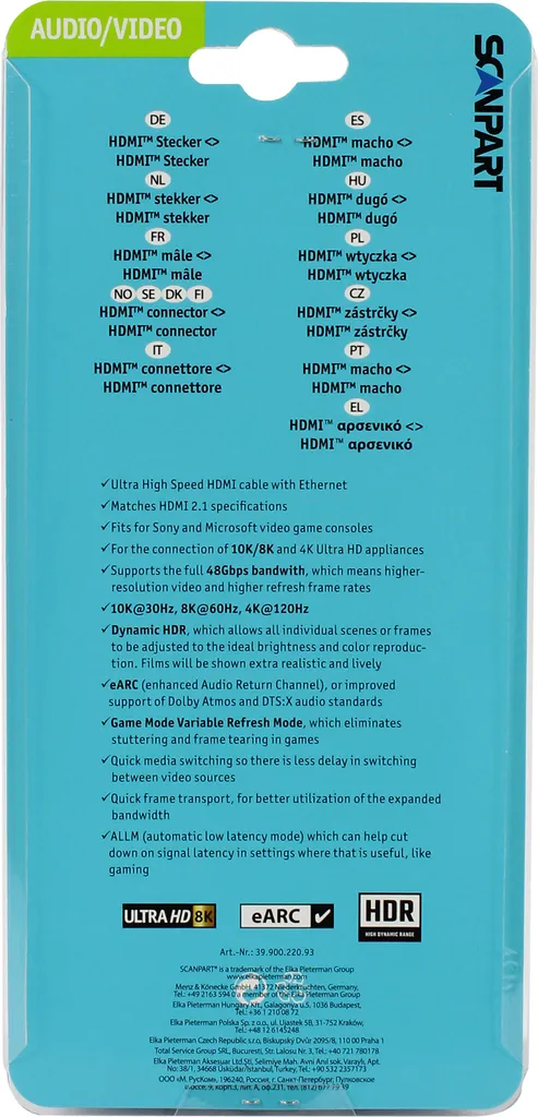 Câble HDMI 2.1 Scanpart 3m - Débit 48 Gbps et Support HDR Dynamique - 2