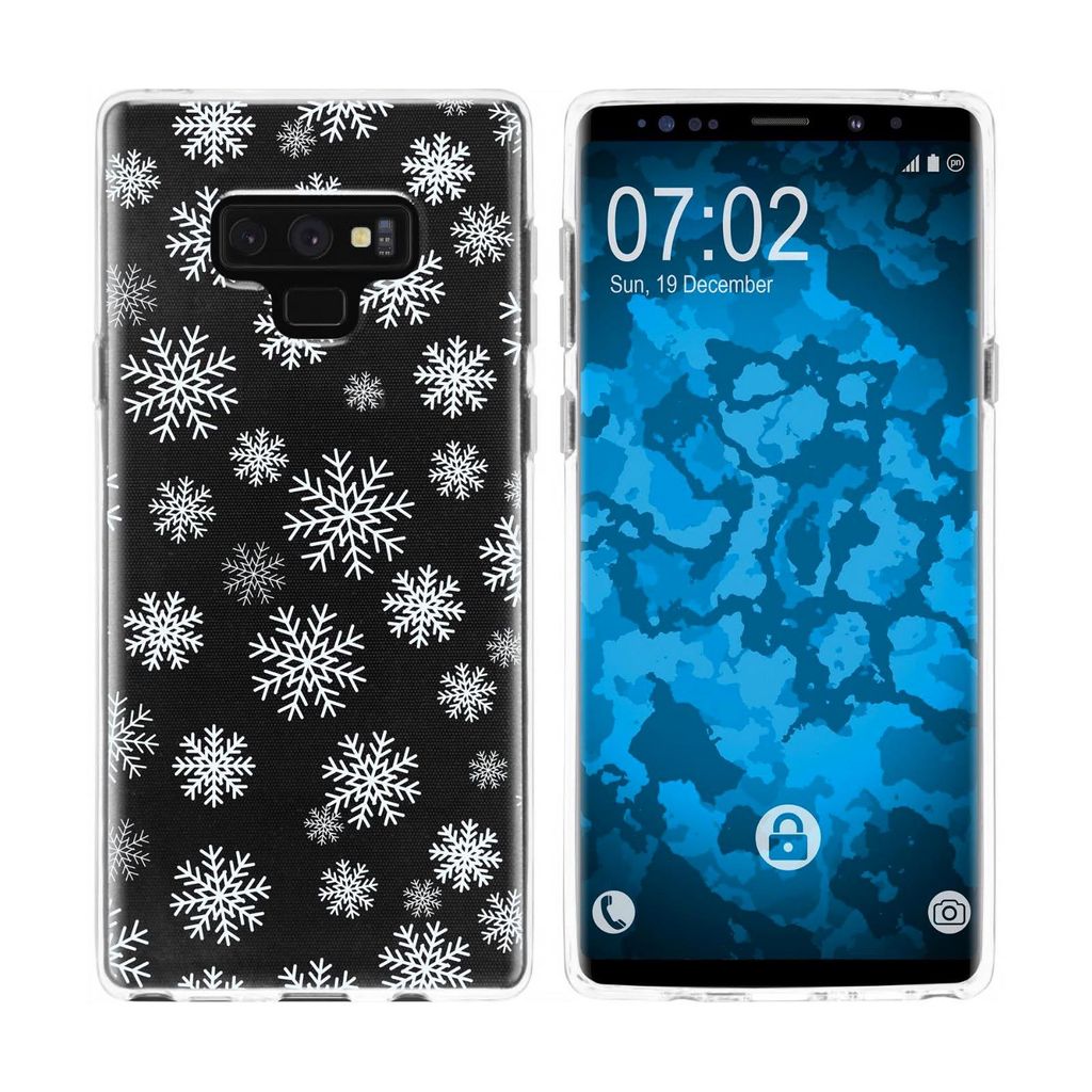 PhoneNatic Case kompatibel mit Samsung Galaxy Note 9 Silikon-Hülle X Mas Weihnachten Schneeflocken M2