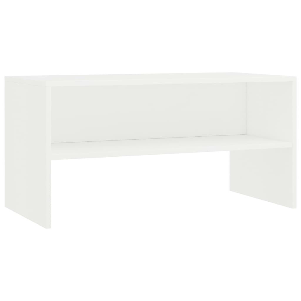 A white TV cabinet on a white background.