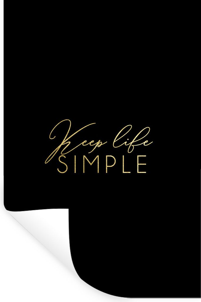 MuchoWow Wandtattoo Wandsticker Wandaufkleber Zitat - Leben - Gold 60x90 cm Selbstklebend und Repositionierbar - Sticker - Dekorfolie