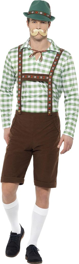 Bayrische Trachtenkostüm für Herren braun-grün-weiss - XL