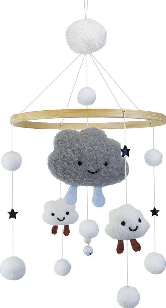 Babybett-Mobile aus Holz, Windspiel, Bettglocke, neutrales Babybett-Mobile, Babymobile
