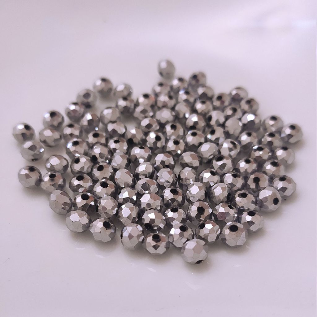 Glasperlen - Typ 'Facettiert' - 60 Stück - 10 mm - Silber Produktbild 
