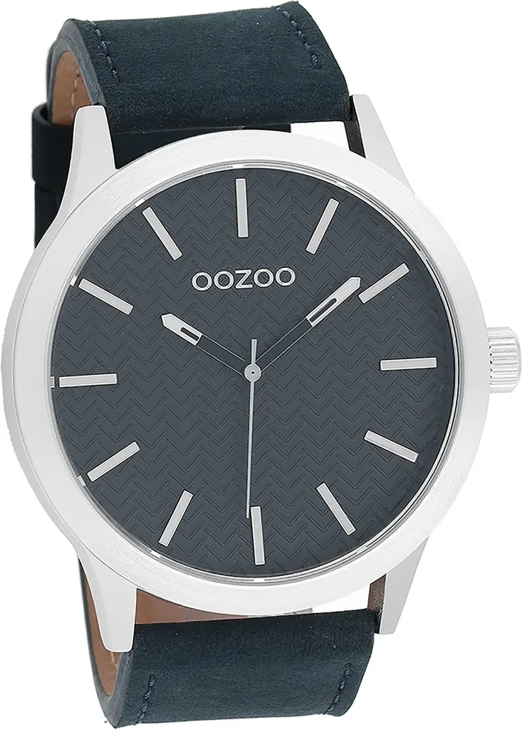 Montre Bracelet en Cuir pour Homme Oozoo Montre Analogique Mate Bleue