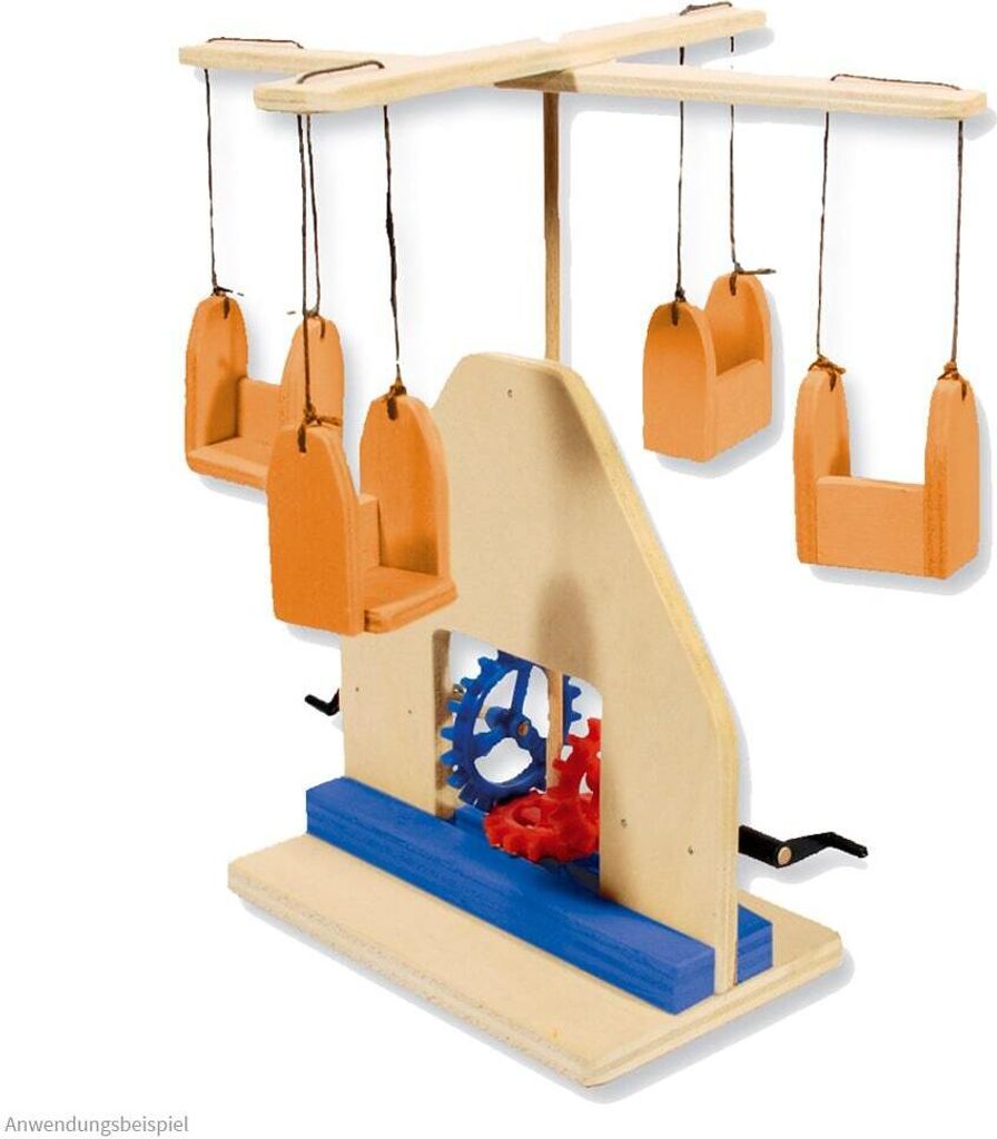 matches21 Karussell Kettenkarussell mit Getriebe Bausatz f. Kinder Werkset Bastelset ab 11 Jahren