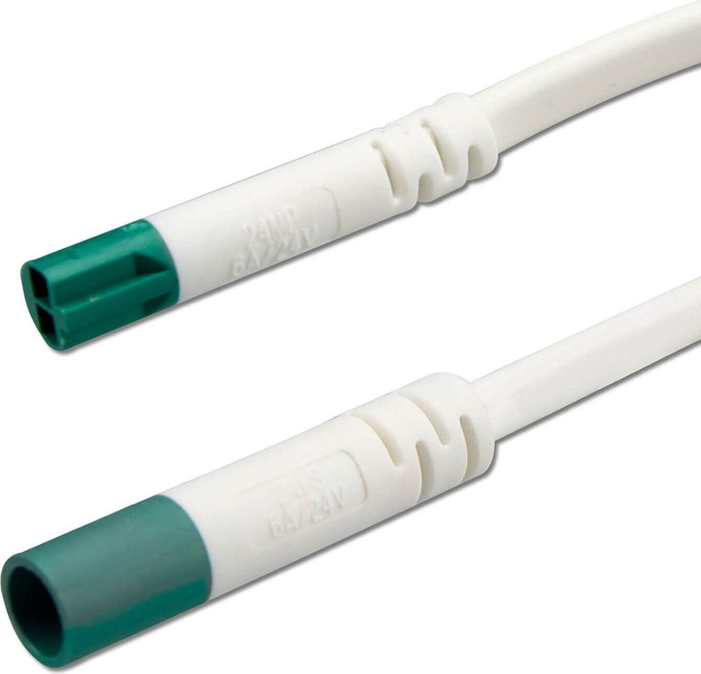 ISOLED Mini-Plug Verlängerung male-female, 3m, 2x0.75, IP54, weiß-grün, max. 48V/6A