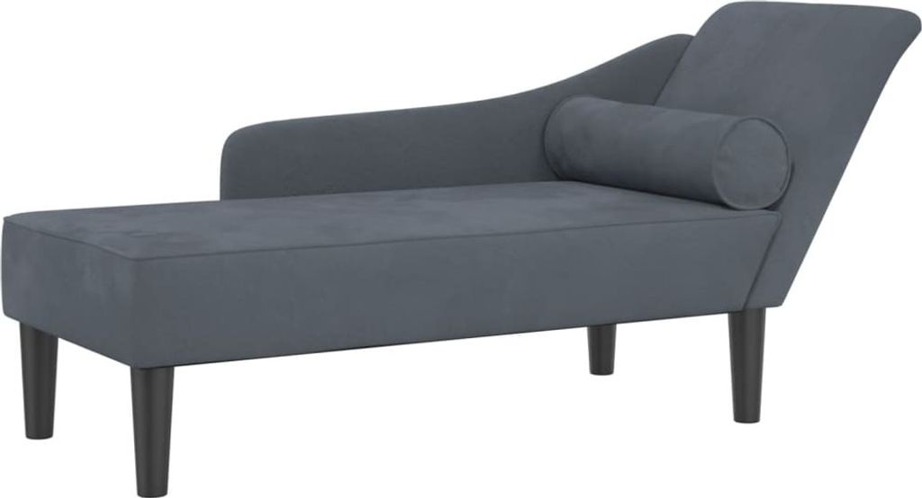 vidaXL Chaiselongue mit Kissen Dunkelgrau Samt Produktbild 4