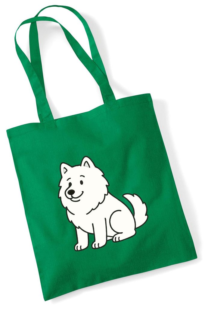 Huuraa Jutebeutel Samojede Comic Samo 10 Liter Kelly Green Baumwolle Tasche Geschenkidee