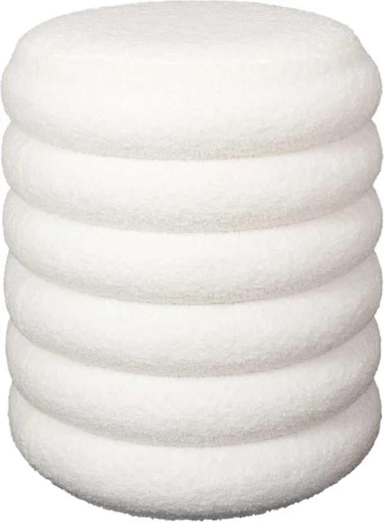 Rangement d'appoint discret et assise bouclée blanche 43 cm design