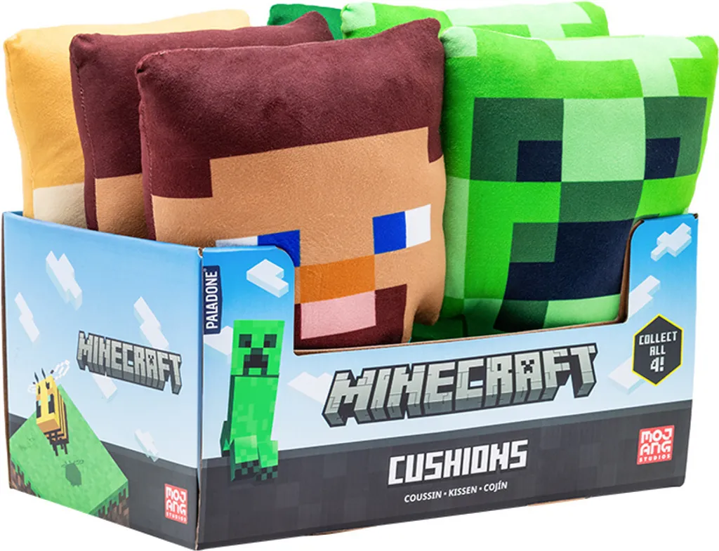 Présentoir de coussins Minecraft en bois - Support déco pour gamer 35cm