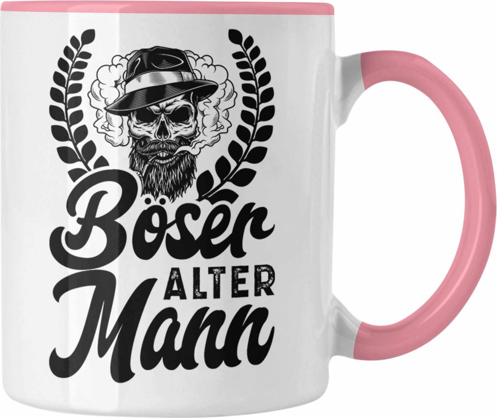 Trendation - Böser Alter Mann Tasse Geschenk Lustiger Gag Opa Onkel (Rosa)