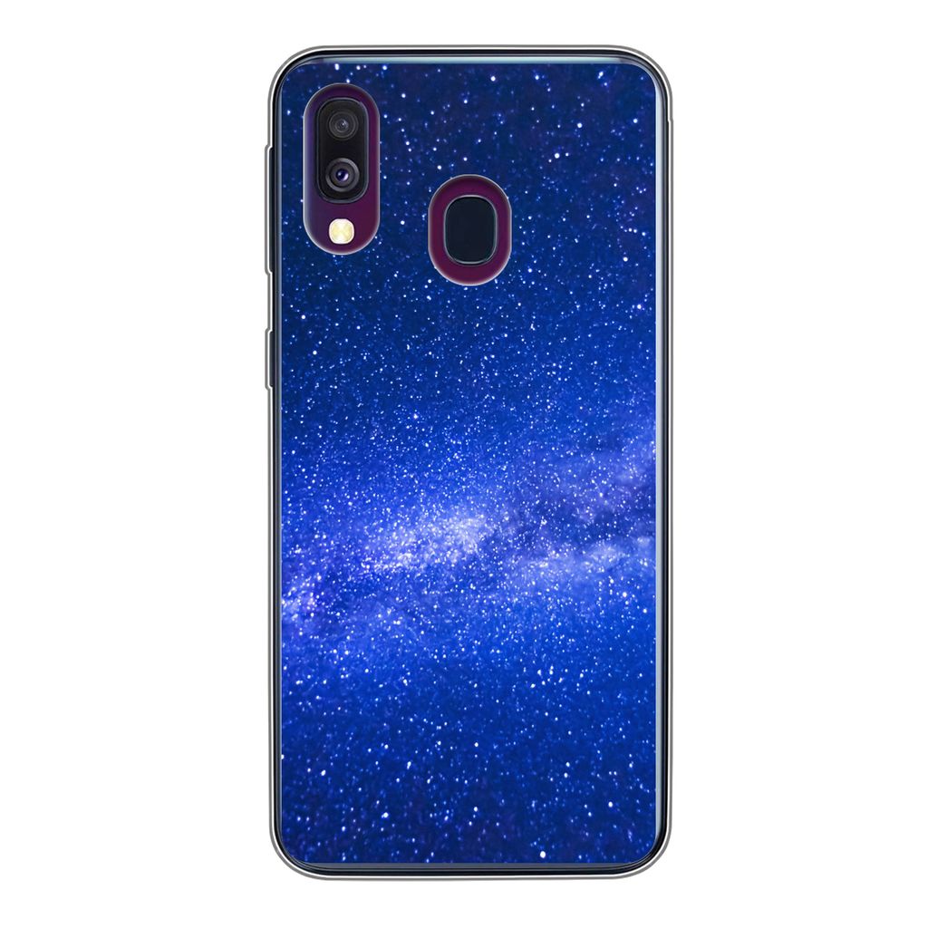 MuchoWow Handyhülle Schutzhülle Hülle für Samsung Galaxy A40 Sternenhimmel - Universum - Blau - Jungen - Mädchen - Kinder Silikon Softcase H...